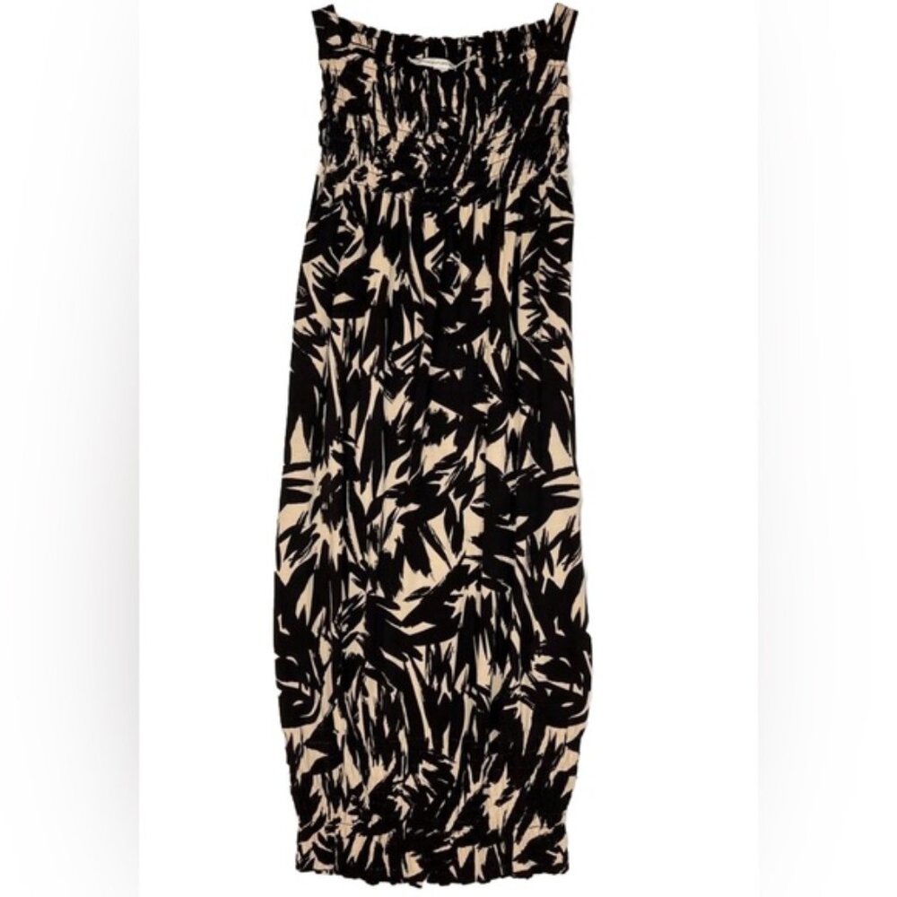 DIANE von FURSTENBERG 100% SILK Sleeveless Shirred Chest/Leg pullover Dress 4